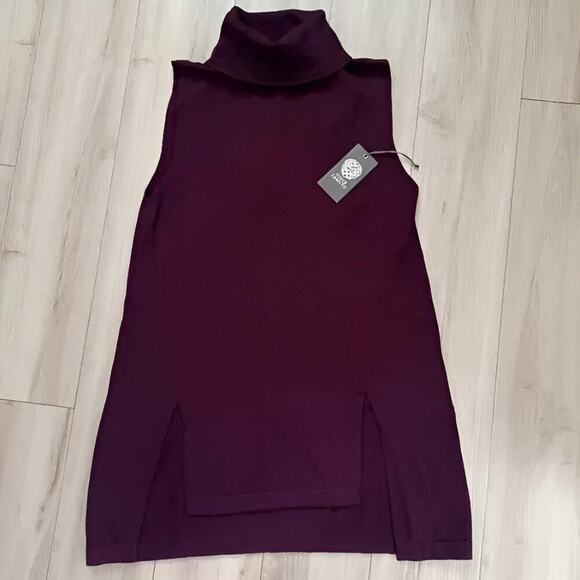 Vince Sleeveless Tunic Sweater Eggplant NWT S - Picture 1 of 11